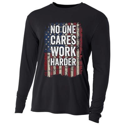 No One Cares Work Harder Gym Motivational Workout Cooling Performance Long Sleeve Crew