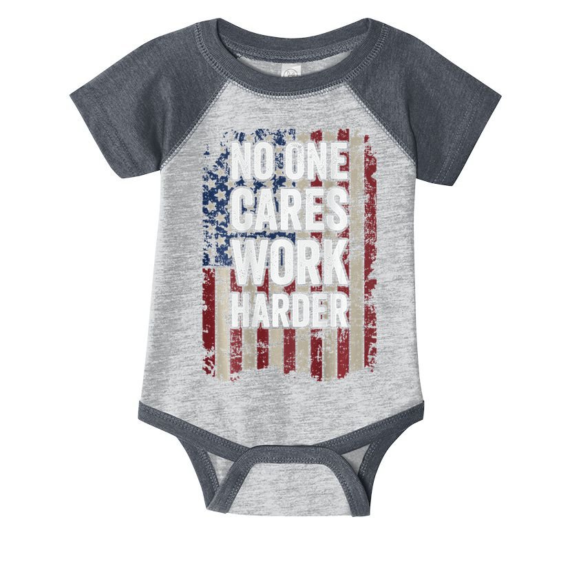 No One Cares Work Harder Gym Motivational Workout Infant Baby Jersey Bodysuit