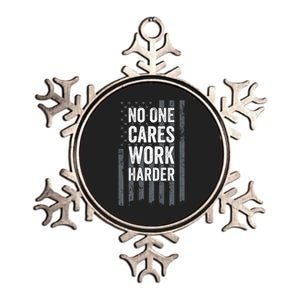 No One Cares Work Harder Motivational Workout Gym ON BACK Metallic Star Ornament