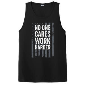 No One Cares Work Harder Motivational Workout Gym ON BACK PosiCharge Competitor Tank