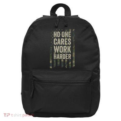 No One Cares Work Harder Motivational Workout Gym 16 in Basic Backpack