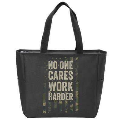 No One Cares Work Harder Motivational Workout Gym Zip Tote Bag
