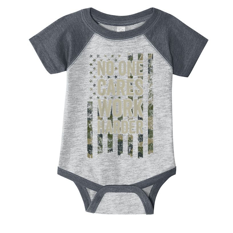 No One Cares Work Harder Motivational Workout Gym Infant Baby Jersey Bodysuit