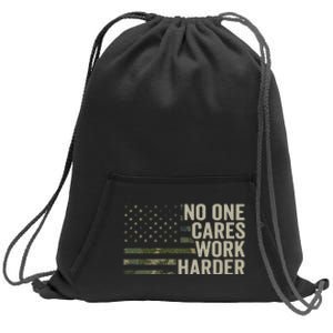 No One Cares Work Harder Motivational Workout Gym Camo Sweatshirt Cinch Pack Bag