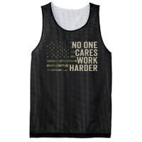 No One Cares Work Harder Motivational Workout Gym Camo Mesh Reversible Basketball Jersey Tank