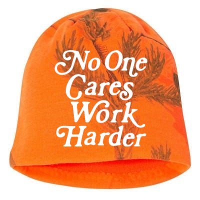 No One Cares Work Harder Funny Motivation Workout Gym Lovers Kati - Camo Knit Beanie