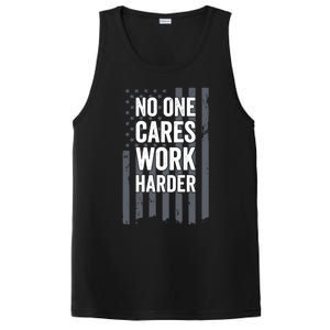 No One Cares Work Harder Motivational Workout Gym - ON BACK PosiCharge Competitor Tank