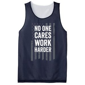 No One Cares Work Harder Motivational Workout Gym - ON BACK Mesh Reversible Basketball Jersey Tank