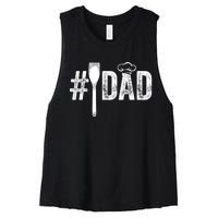 Number One Cooking Dad For Fathers Day #1 Daddy Women's Racerback Cropped Tank