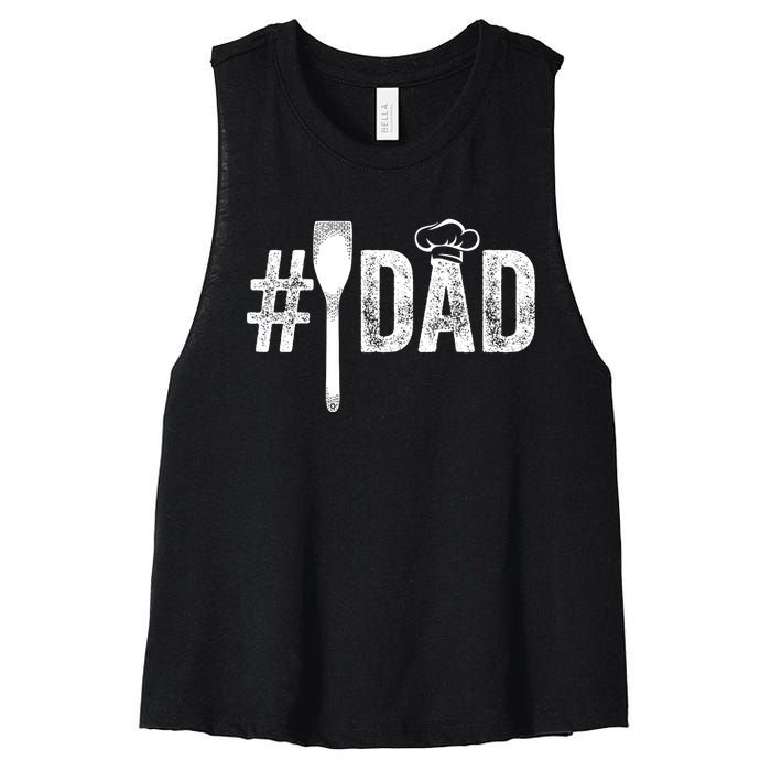 Number One Cooking Dad For Fathers Day #1 Daddy Women's Racerback Cropped Tank