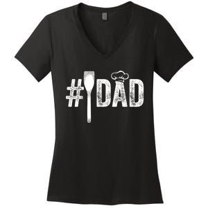 Number One Cooking Dad For Fathers Day #1 Daddy Women's V-Neck T-Shirt