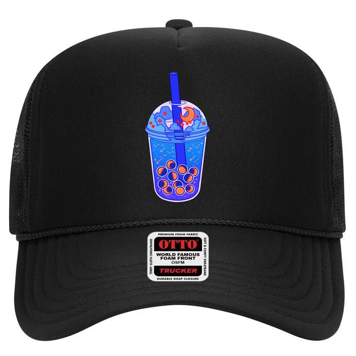 Nocturn Boba Tea High Crown Mesh Back Trucker Hat