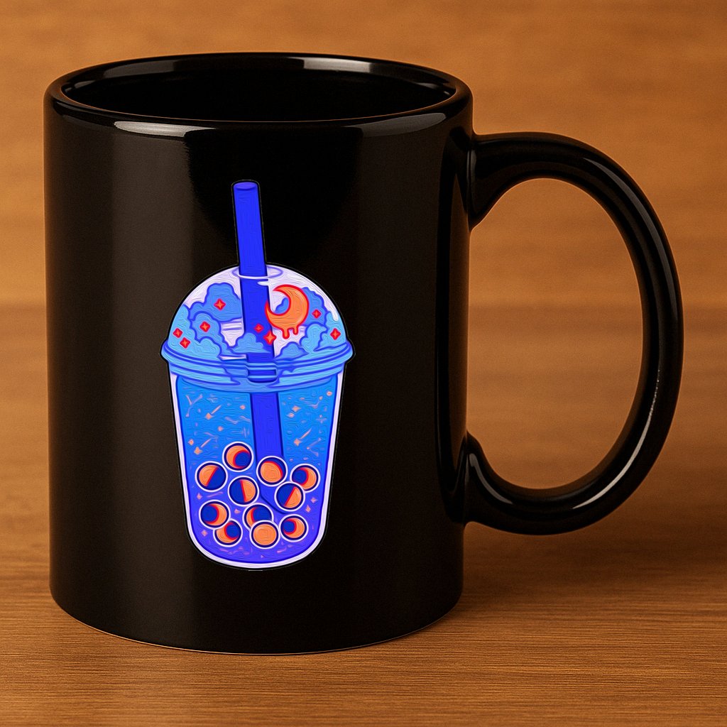 Nocturn Boba Tea 11oz C Handle Ceramic Mug