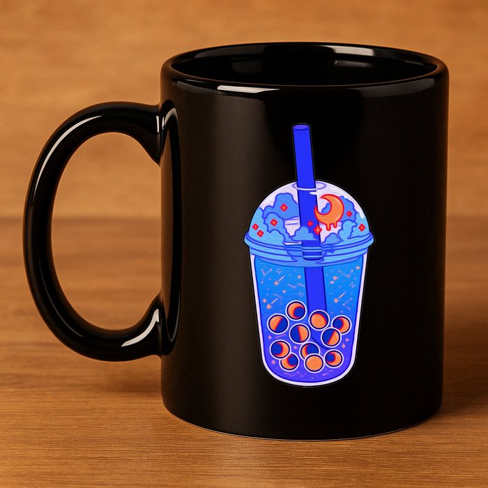 Nocturn Boba Tea 11oz C Handle Ceramic Mug