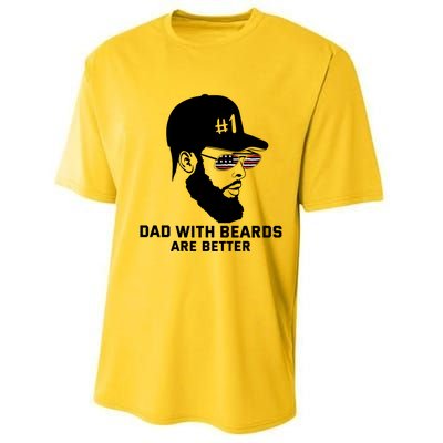 Number One Dad With Beard Are Better American Glasses Flag Great Gift Performance Sprint T-Shirt