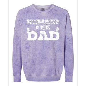 Number One Dad Golf Father Golfing Daddy Gift Colorblast Crewneck Sweatshirt