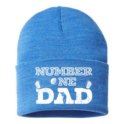 Number One Dad Golf Father Golfing Daddy Gift Sustainable Knit Beanie