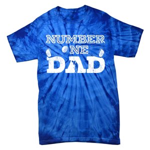 Number One Dad Golf Father Golfing Daddy Gift Tie-Dye T-Shirt