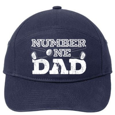 Number One Dad Golf Father Golfing Daddy Gift 7-Panel Snapback Hat