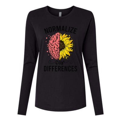 Normalize Our Differences Neurodiversity Neurodivergent Womens Cotton Relaxed Long Sleeve T-Shirt