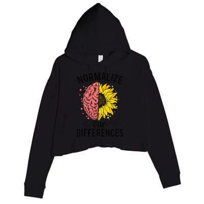 Normalize Our Differences Neurodiversity Neurodivergent Crop Fleece Hoodie