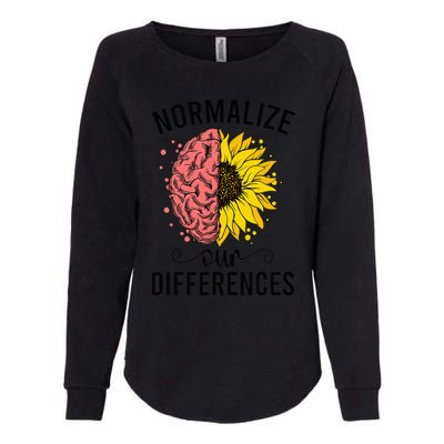 Normalize Our Differences Neurodiversity Neurodivergent Womens California Wash Sweatshirt