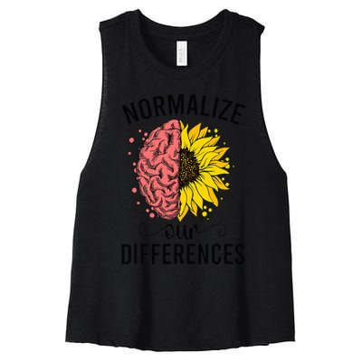 Normalize Our Differences Neurodiversity Neurodivergent Women's Racerback Cropped Tank