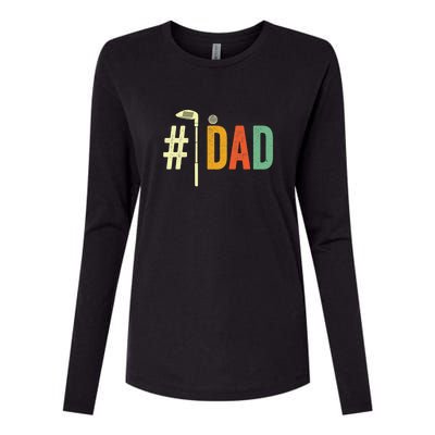 Number One Dad Golf Vintage Gif For Dad Father's Day Womens Cotton Relaxed Long Sleeve T-Shirt