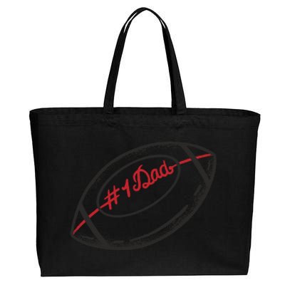 Number One Dad Football Gift Cotton Canvas Jumbo Tote