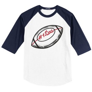 Number One Dad Football Gift Baseball Sleeve Shirt