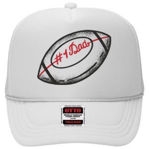 Number One Dad Football Gift High Crown Mesh Back Trucker Hat