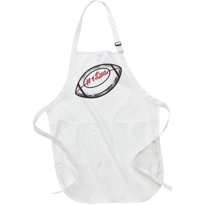 Number One Dad Football Gift Full-Length Apron With Pockets