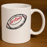 Number One Dad Football Gift 11oz C Handle Ceramic Mug