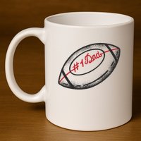 Number One Dad Football Gift 11oz C Handle Ceramic Mug