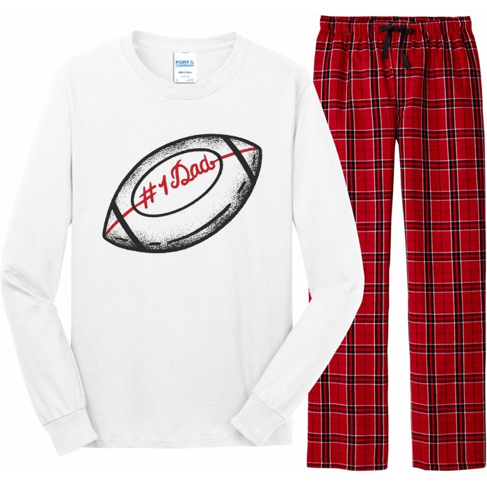 Number One Dad Football Gift Long Sleeve Pajama Set