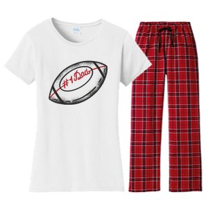 Number One Dad Football Gift Women's Flannel Pajama Set