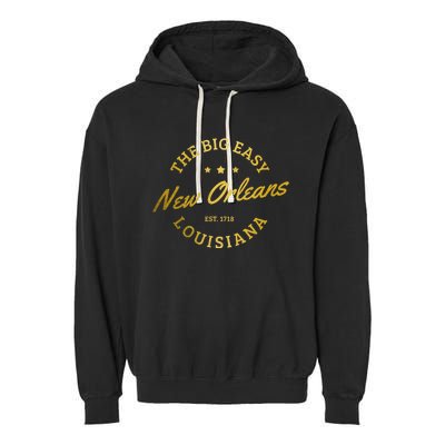 New Orleans Est. 1718 Louisiana Vintage Nola Garment-Dyed Fleece Hoodie