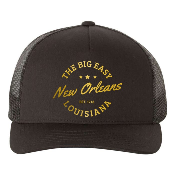 New Orleans Est. 1718 Louisiana Vintage Nola Yupoong Adult 5-Panel Trucker Hat