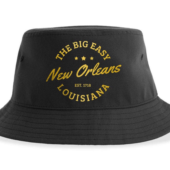 New Orleans Est. 1718 Louisiana Vintage Nola Sustainable Bucket Hat