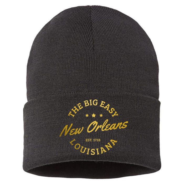 New Orleans Est. 1718 Louisiana Vintage Nola Sustainable Knit Beanie