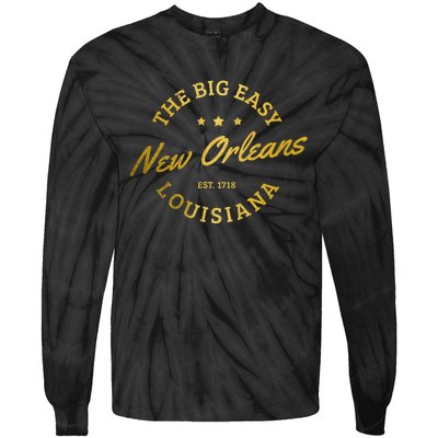 New Orleans Est. 1718 Louisiana Vintage Nola Tie-Dye Long Sleeve Shirt