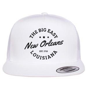 New Orleans Est. 1718 The Big Easy Louisiana Souvenir Gift Flat Bill Trucker Hat