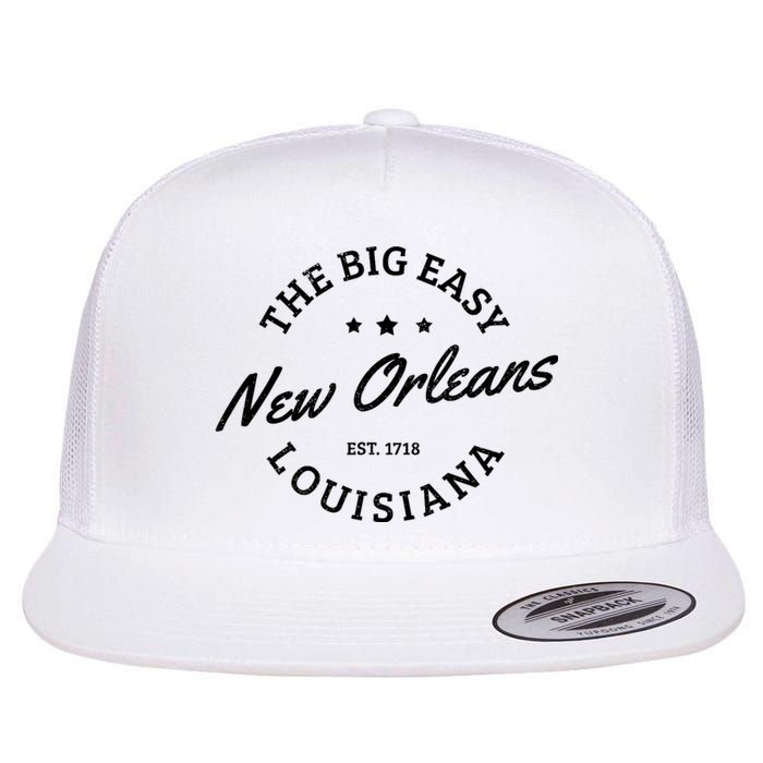 New Orleans Est. 1718 The Big Easy Louisiana Souvenir Gift Flat Bill Trucker Hat