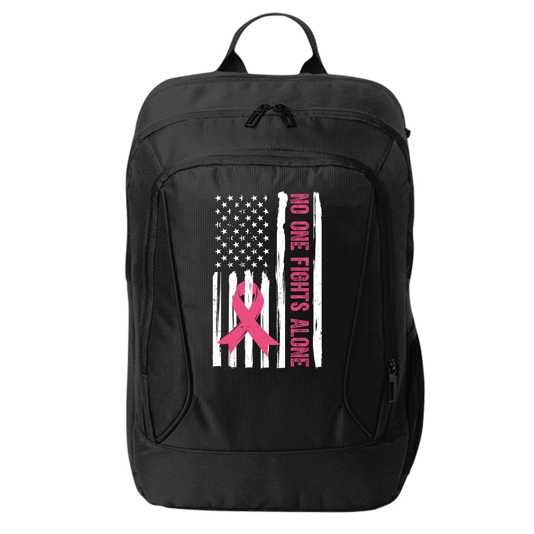 No One Fights Alone Breast Cancer Usa Ribbon City Backpack