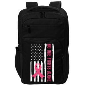 No One Fights Alone Breast Cancer Usa Ribbon Impact Tech Backpack