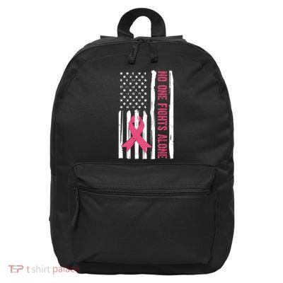 No One Fights Alone Breast Cancer Usa Ribbon 16 in Basic Backpack