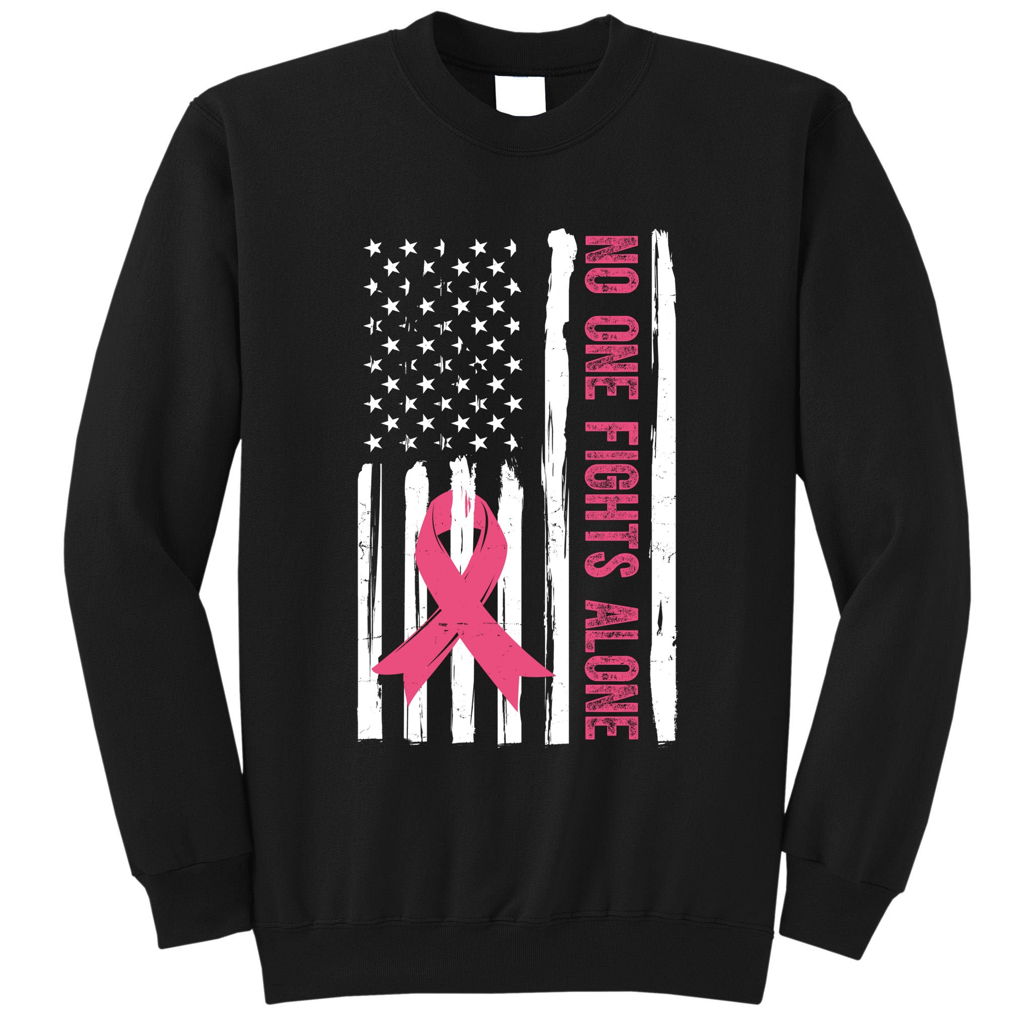 No One Fights Alone Breast Cancer Usa Ribbon Tall Sweatshirt