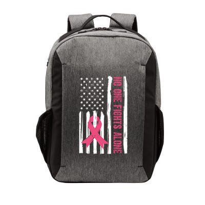 No One Fights Alone Breast Cancer Usa Ribbon Vector Backpack