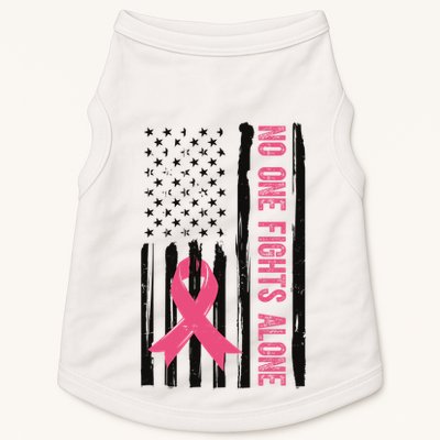 No One Fights Alone Breast Cancer Usa Ribbon Doggie Tank