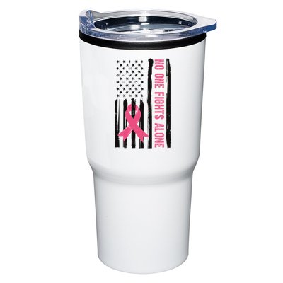 No One Fights Alone Breast Cancer Usa Ribbon Tumbler
